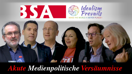 Posterframe von Akute medienpolitische Versäumnisse (BSA-Diskussion u.a. mit Thurnher, Stuiber, Hämmerle & Hausjell)